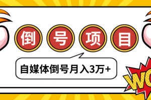 自媒体倒号项目，账号买卖暴利项目，小白轻轻松松月入3W+