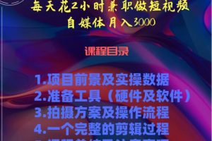 每天花两小时兼职做短视频自媒体月入3000+（5节视频课）