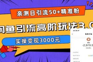 亲测日引50+精准粉，闲鱼引流高阶玩法3.0，实操变现3000元【揭秘】