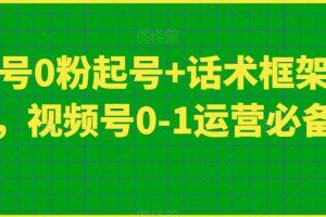 视频号0粉起号+话术框架线上课，视频号0-1运营必备课