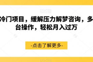 超冷门项目，缓解压力解梦咨询，多平台操作，轻松月入过万【揭秘】