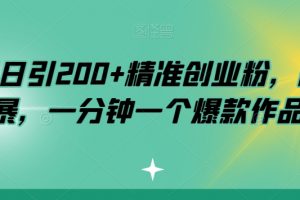 小红书日引200+精准创业粉，简单粗暴，一分钟一个爆款作品【揭秘】