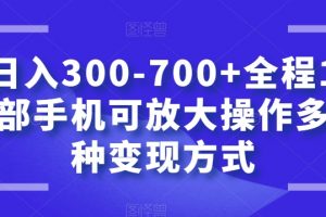 日入300-700+全程1部手机可放大操作多种变现方式【揭秘】