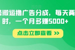 视频号搬运撸广告分成，每天两个小时，一个月多赚5000+