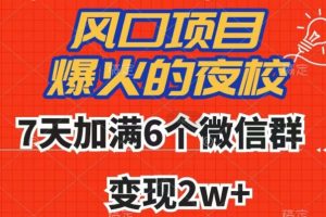 全网首发，爆火的夜校，7天加满6个微信群，变现2w+【揭秘】