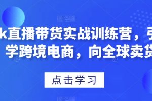 TikTok直播带货实战训练营，引流爆单，学跨境电商，向全球卖货！