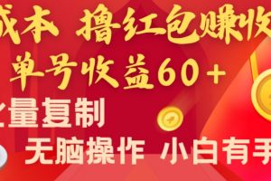 全新平台，0成本撸红包赚收益，单号收益60+，可批量复制，无脑操作，小白有手就行【揭秘】