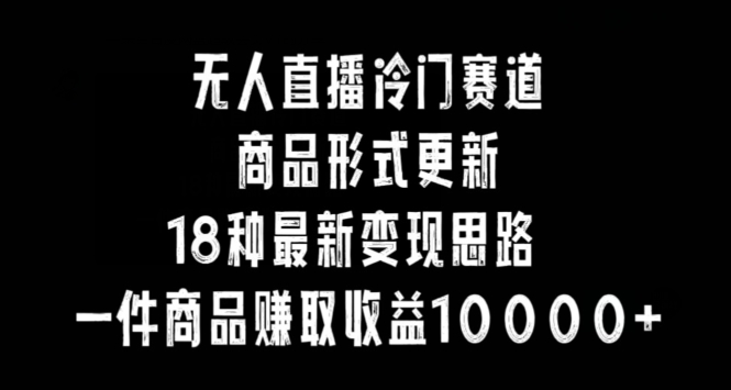 无人直播冷门赛道，商品形式更新，18种变现思路，一件商品赚取收益10000+【揭秘】