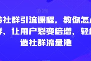 玩转社群引流课程，教你怎么玩社群，让用户裂变倍增，轻松打造社群流量池