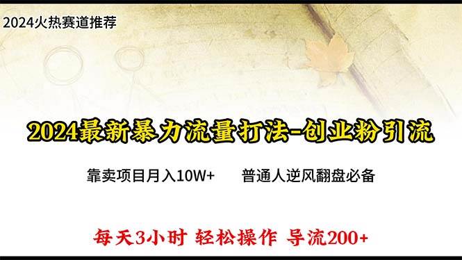 2024年最新暴力流量打法，每日导入300+，靠卖项目月入10W+