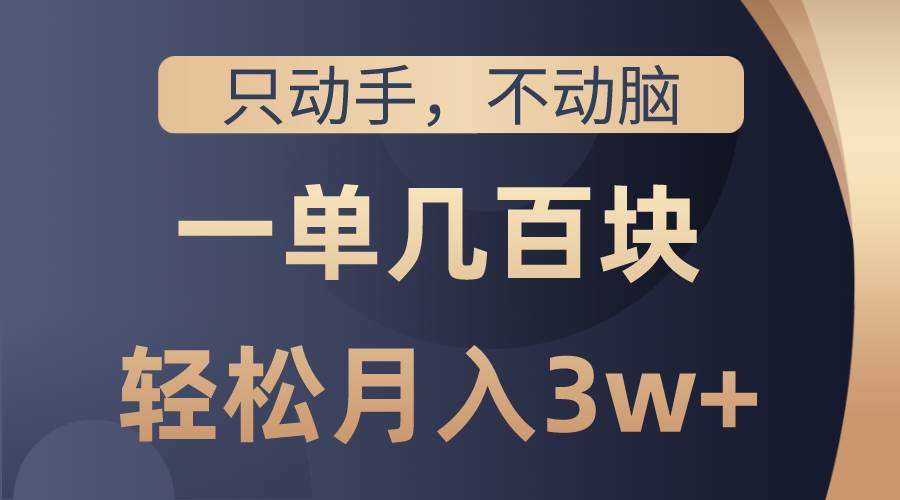 只动手不动脑，一单几百块，轻松月入3w+，看完就能直接操作，详细教程