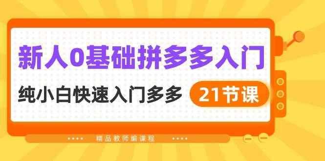 新人0基础拼多多入门，纯小白快速入门多多（21节课）