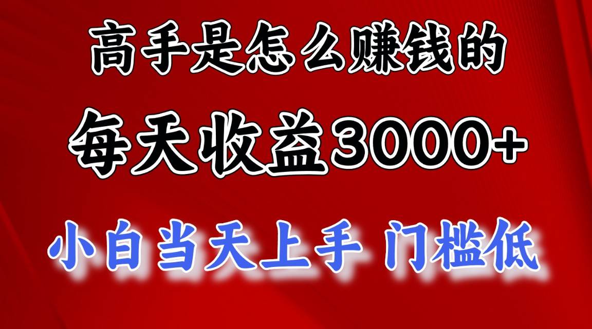 高手是怎么赚钱的，一天收益3000+ 这是穷人逆风翻盘的一个项目，非常…