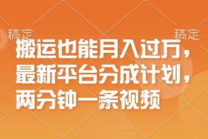 搬运也能月入过万，最新平台分成计划，一万播放一百米，一分钟一个作品