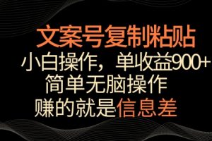 文案号掘金，简单复制粘贴，小白操作，单作品收益900+【揭秘】