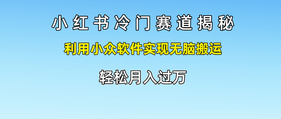 小红书冷门赛道揭秘,轻松月入过万，利用小众软件实现无脑搬运，