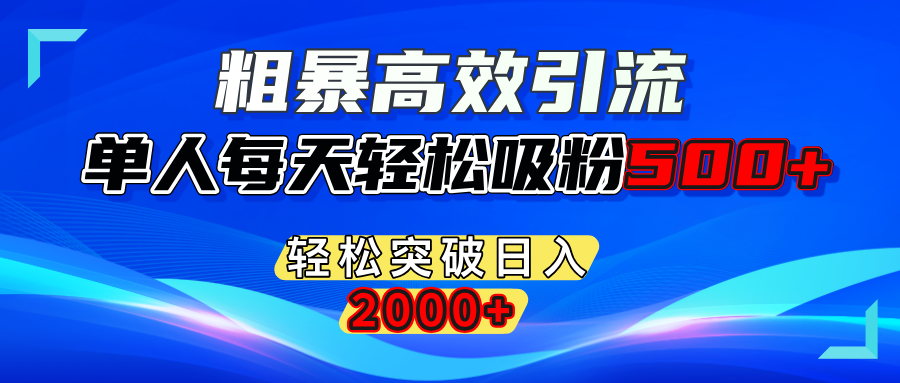 粗暴高效引流,单人每天轻松吸粉500+,轻松突破日入2000+